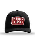 Shop the bold P.U.T. America First Red Patch Snapback Hat by Perfect Union. Made in America, this structured hat features a p
