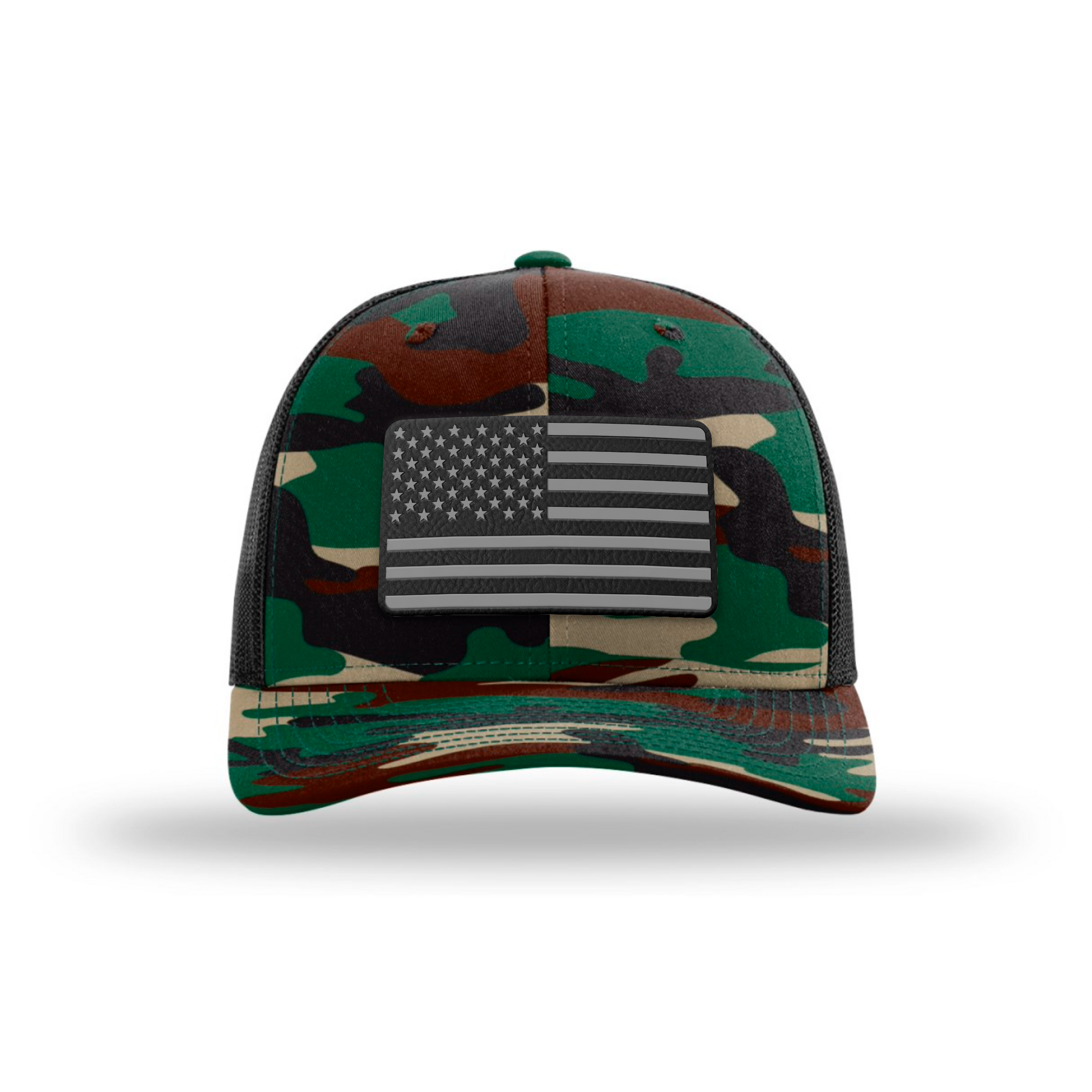 American Flag PVC Black Patch Snapback Hats
