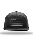 Unapologetically American Snapback Cap features a structured design and flat bill, perfect for stylish patriotism.